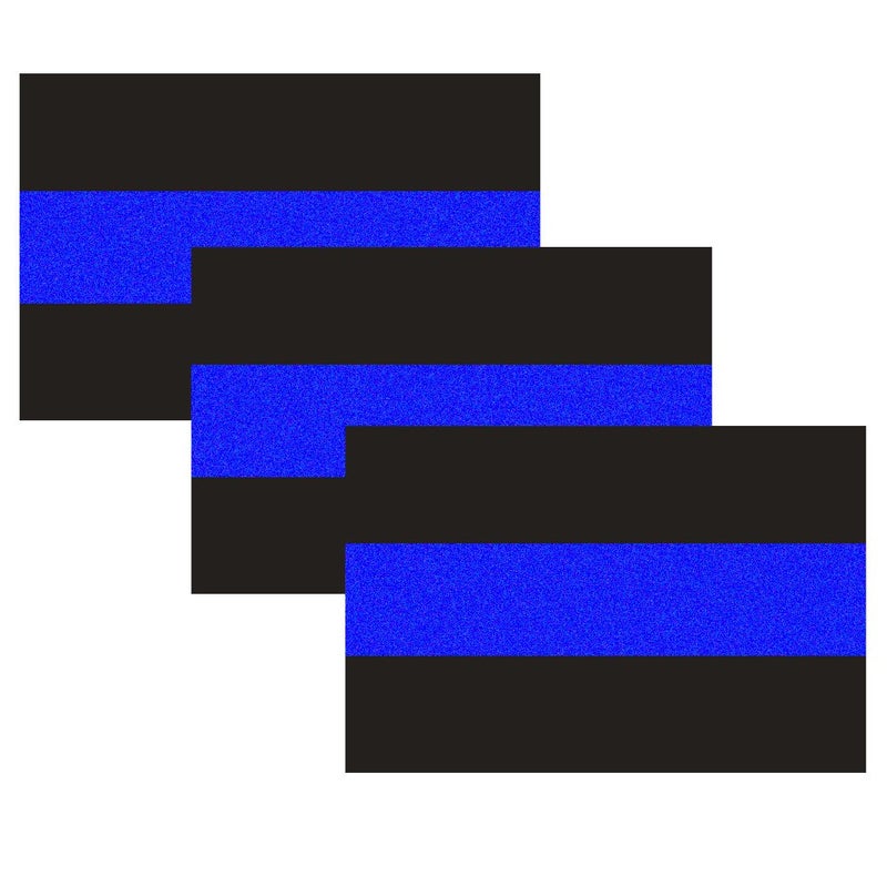 Creatrill 3 Pack Reflective Police Thin Blue Line Bumper Decal Stickers 4" x 2.6" | Compatible with Cars & Trucks, Honoring Police Law Enforcement Vinyl Window Laptop Tape - Image 1